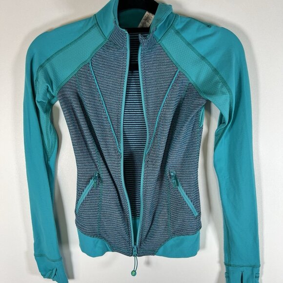 IVIVVA by Lululemon teal zip up athletic jacket girls‎ size 10 Workout - Picture 5 of 8